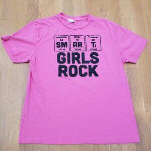 Live and Tell Graphic T Shirt Youth Large Pink Smart Girls Rock STEM Science Tee